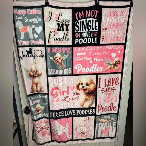 2/for $20 🪩 NEW Pink Poodle Collage Throw Blanket (3x4 feet) - Picture 3 of 11